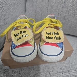 Converse Kids Sneakers with Yellow and Blue Fish Design